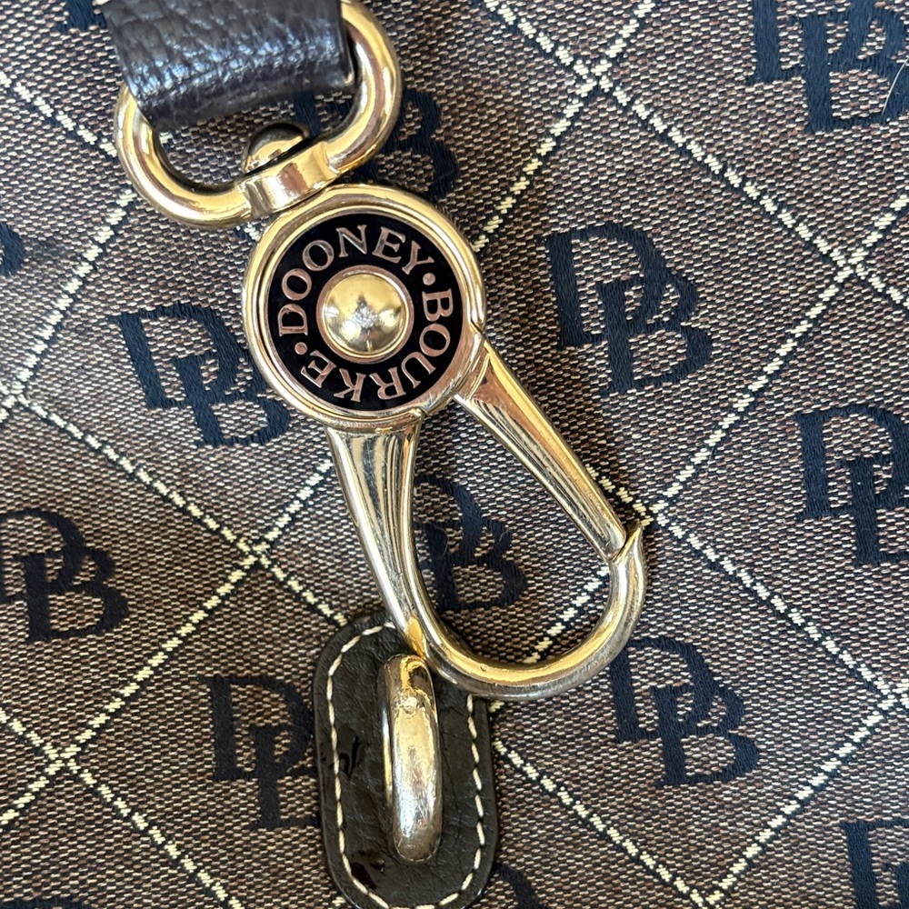 Dooney & Bourke Brown Logo Shoulder Tote with Gold Hardware - Picture 3 of 6